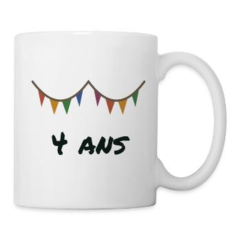 4. 4 JAHRE. 4. JUBILÄUM. 4 JAHRESJUBILÄUM - Tasse - Weiß - Rechts