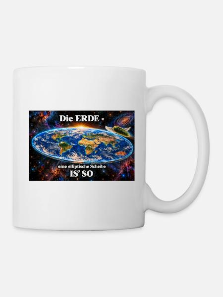 Die Erde - elliptische Scheibe - Tasse - Weiß