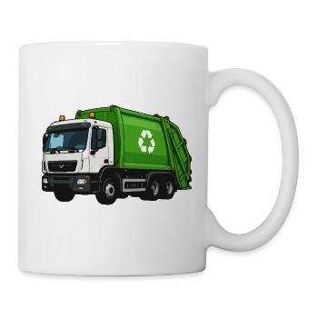 Grüner Müllwagen Recycling - Tasse - Weiß - Rechts