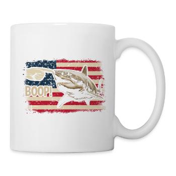 Funny Shark Boop The Snoot American Flag Patriotic - Tasse - Weiß - Rechts