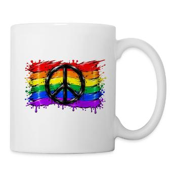Regenbogen Friedenssymbol - Tasse - Weiß - Rechts