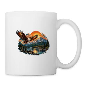 WILDE FREIHEIT – Berge, Adler, Natur - Tasse - Weiß - Rechts