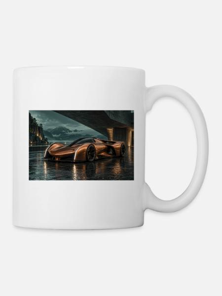 Kupferfarbener Concept Car bei Nacht - Tasse - Weiß