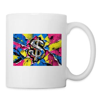 Dollar Pop Art in leuchtenden Farben - Tasse - Weiß - Rechts