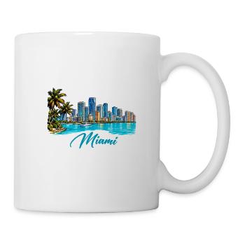 Miami Skyline Palmen Küstenflair - Tasse - Weiß - Rechts