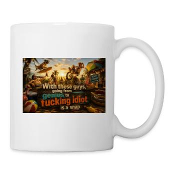 Genie zu Idiot: Beach Line - Tasse - Weiß - Rechts