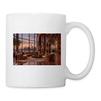 Burgunder Penthouse mit Skyline im Art-déco-Stil - Tasse - Weiß - Rechts