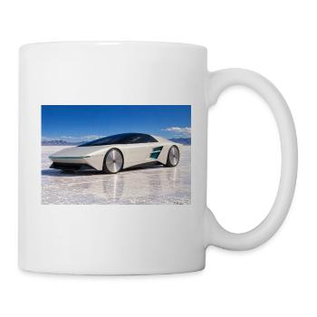 Weißer Retro-Concept-Car auf Salzsee - Tasse - Weiß - Rechts
