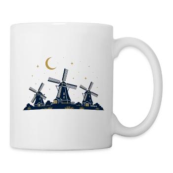 Nachtwindmühlen unter Sternen und Mond - Tasse - Weiß - Rechts