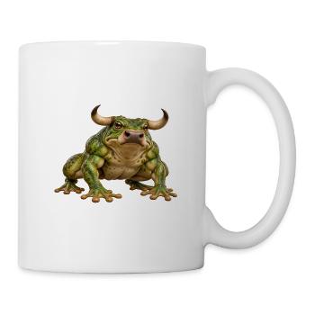 Bullenfrosch – lustiges gehörntes Hybridtier - Tasse - Weiß - Rechts