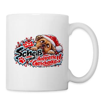 Santa Hund gegen Doppelgeschenke - Tasse - Weiß - Rechts