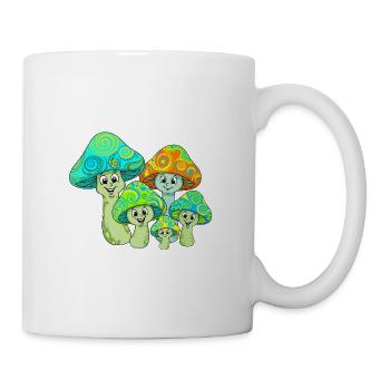 Lebendige psychedelische Pilzfamilie - Tasse - Weiß - Rechts