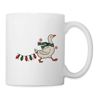 Weihnachtsgans Lichterkette Gans Weihnachten - Tasse - Weiß - Rechts