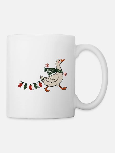 Weihnachtsgans Lichterkette Gans Weihnachten - Tasse - Weiß