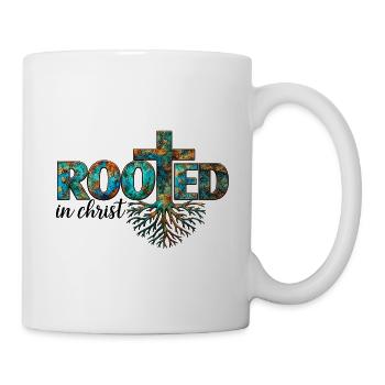Rooted in Christ – Verwurzelt im Glauben - Tasse - Weiß - Rechts