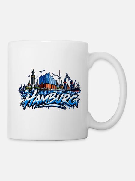 Hamburg Skyline Graffiti - Tasse - Weiß