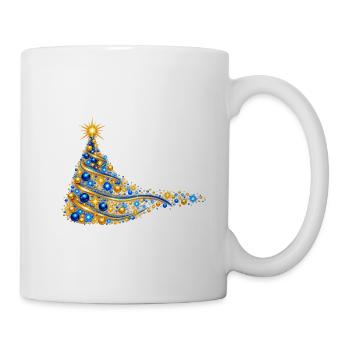 Goldene und funkelnde blaue Tanne - Tasse - Weiß - Rechts