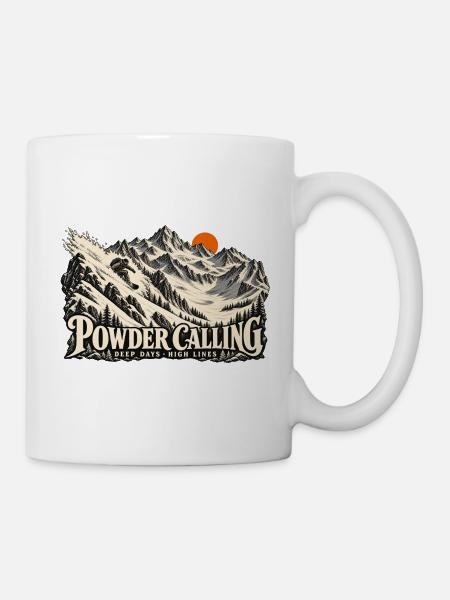 Powder Calling – Snowboard Freeride - Tasse - Weiß
