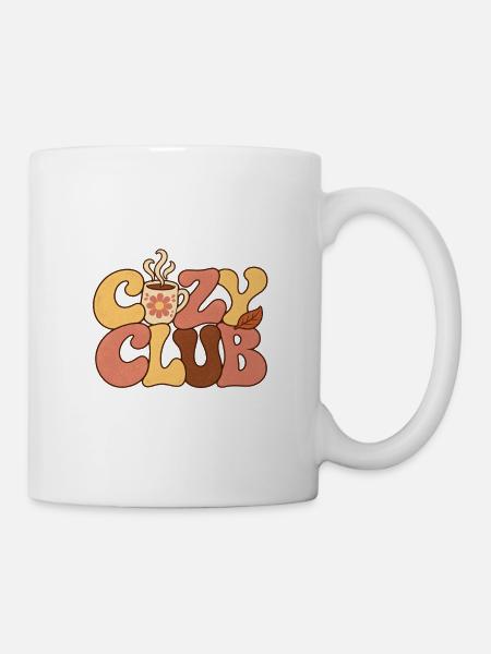 Cozy Club Retro Kaffee-Motiv - Tasse - Weiß