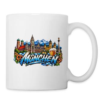 München Collage Bier Skyline König - Tasse - Weiß - Rechts