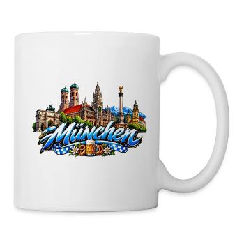 München Szene Bier & Skyline - Tasse - Weiß - Rechts