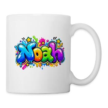 NOAH in explodierenden Farben! Blasen-Graffiti-Name - Tasse - Weiß - Rechts