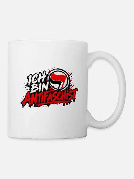 Ich bin Antifaschist Flaggen-Statement - Tasse - Weiß
