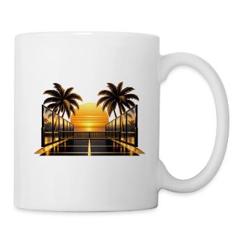 Sonnenuntergang am Palmendeck - Tasse - Weiß - Rechts