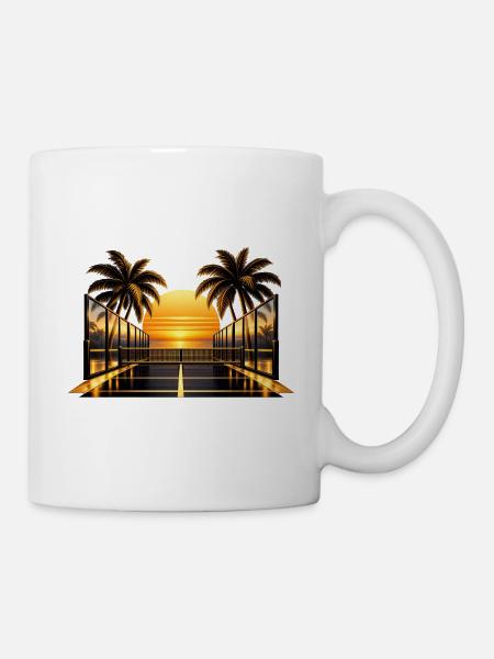 Sonnenuntergang am Palmendeck - Tasse - Weiß