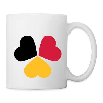 3 Herzen Deutschland Belgien Flagge Kleeblatt - Tasse - Weiß - Rechts