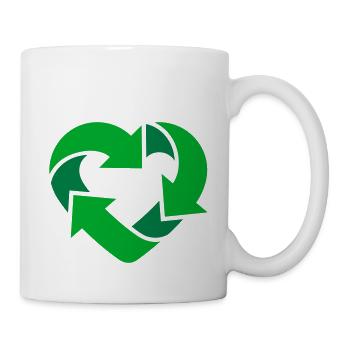 Recycling Heart - Love recycling Boys / Girls + ( - Tasse - Weiß - Rechts