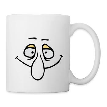Gesicht Große Nase Lächeln Grinsen Comic Cartoon - Tasse - Weiß - Rechts