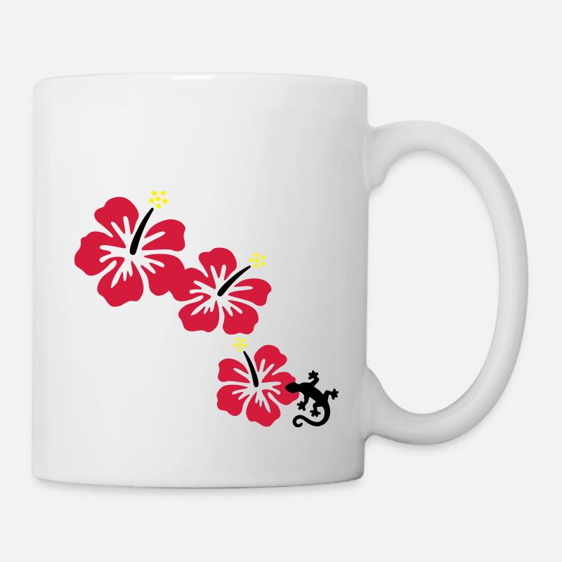 Hibiscus avec GECKO - Mug blanc - blanc