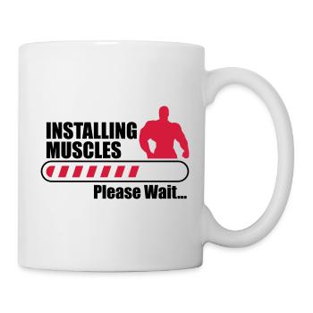 Funny Gym Installign Muscles - Mug - white - Right