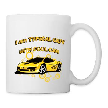 I am Typical guy with cool car - Mug - white - Right