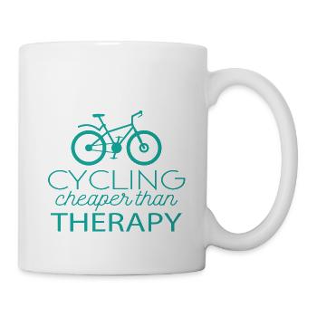 Fahrrad: Cycling - cheaper than Therapy - Tasse - Weiß - Rechts