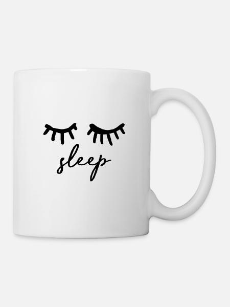 motif de sommeil « sommeil » avec des cils / yeux tumblr - Mug blanc - blanc