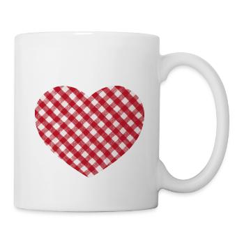 Vichy-Herz rot-weißes Karo-Herz - Tasse - Weiß - Rechts