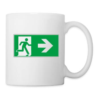 rettungsweg aufkleber schild notausgang rechts go - Tasse - Weiß - Rechts