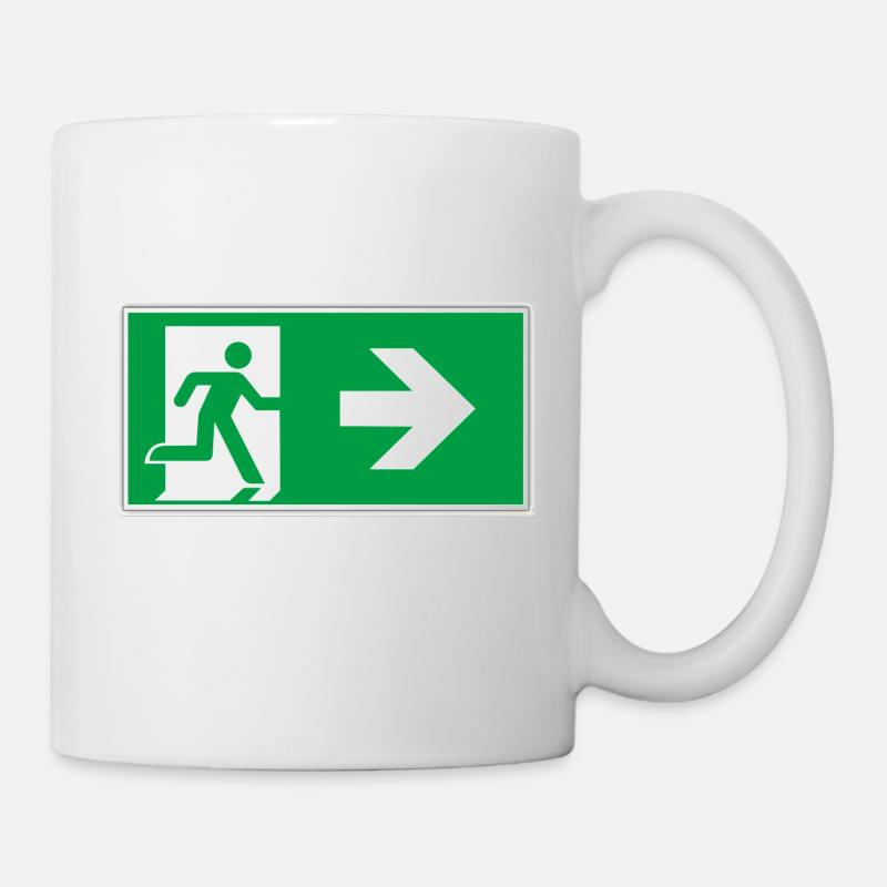 escape route sticker sign emergency exit right go - Mug - white