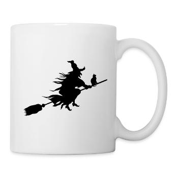 mythische halloween Hexe mit Katze - Tasse - Weiß - Rechts