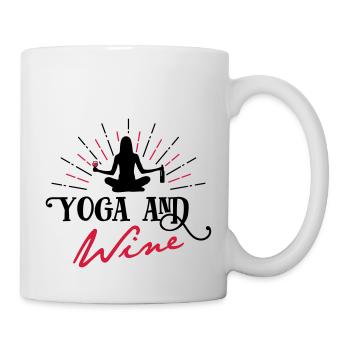 Yoga et vin - drôle - - Mug blanc - blanc - Droite