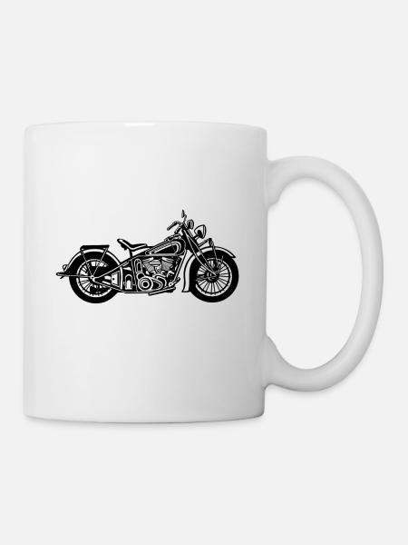 Chopper / Bobber Motorrad 03_schwarz weiß - Tasse - Weiß