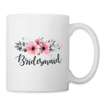 Demoiselle d'honneur Maid of Honour.Hen Night Gifts. Floral - Mug blanc - blanc - Droite