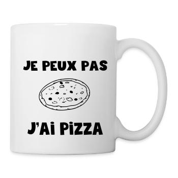 je peux pas j'ai pizza sans couleur - Mug blanc - blanc - Droite