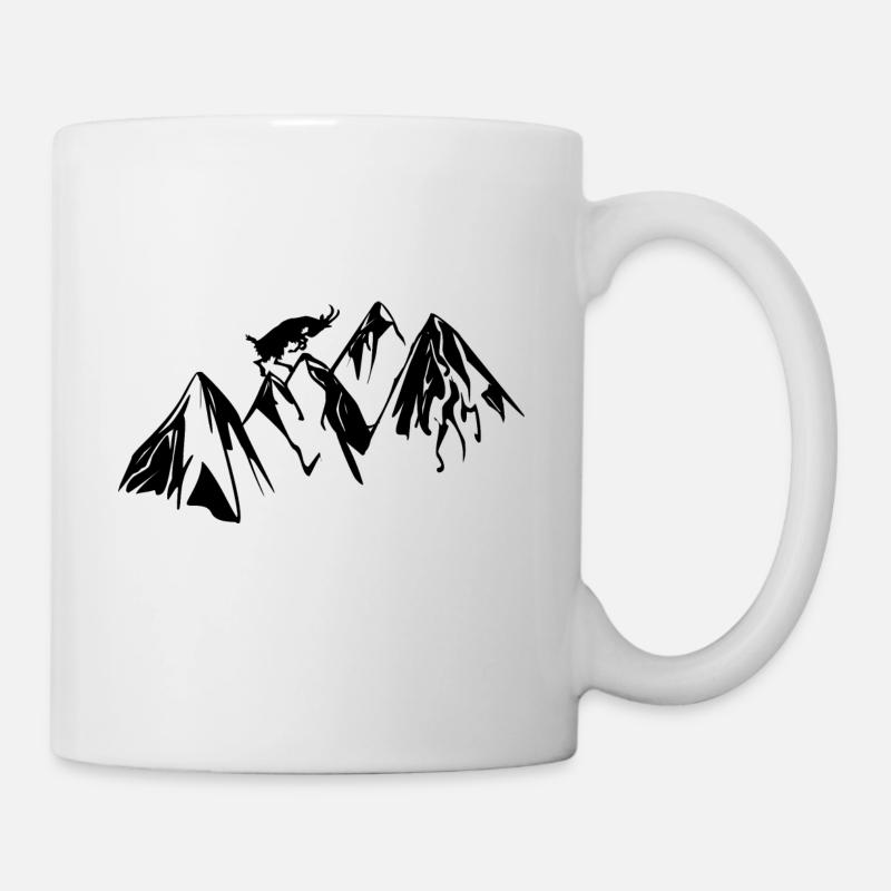 Berg Ziege Wandern Gipfel Geschenk Geschenkidee - Tasse - Weiß