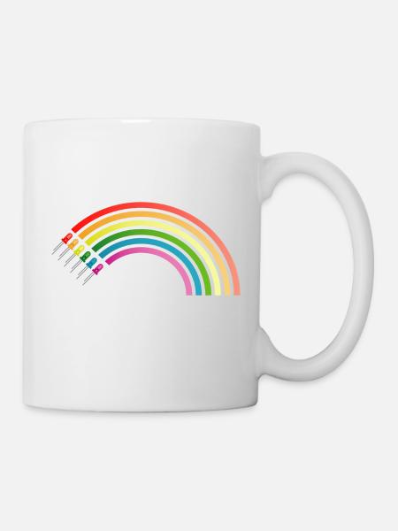 Regenbogen LED - Tasse - Weiß
