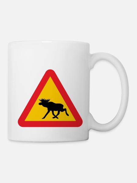 Varning för älg - Mugg - vit