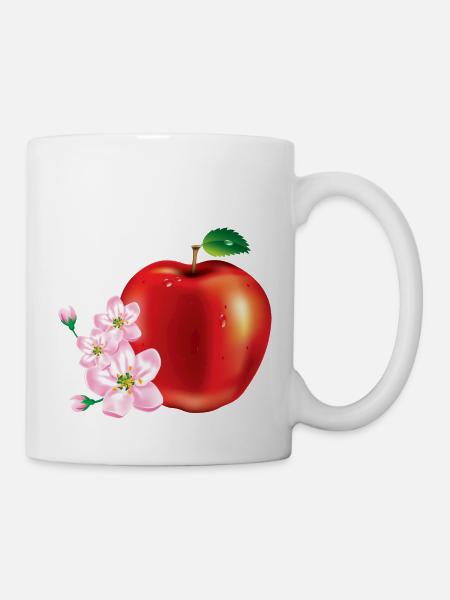 Apfel mit Kirschblüten design - Tasse - Weiß