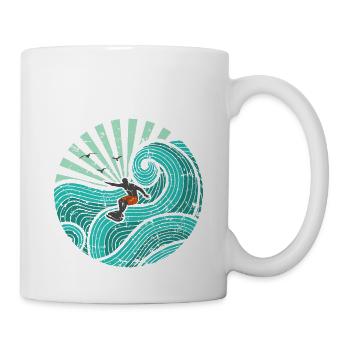 Surfer turquoise - Mug blanc - blanc - Droite